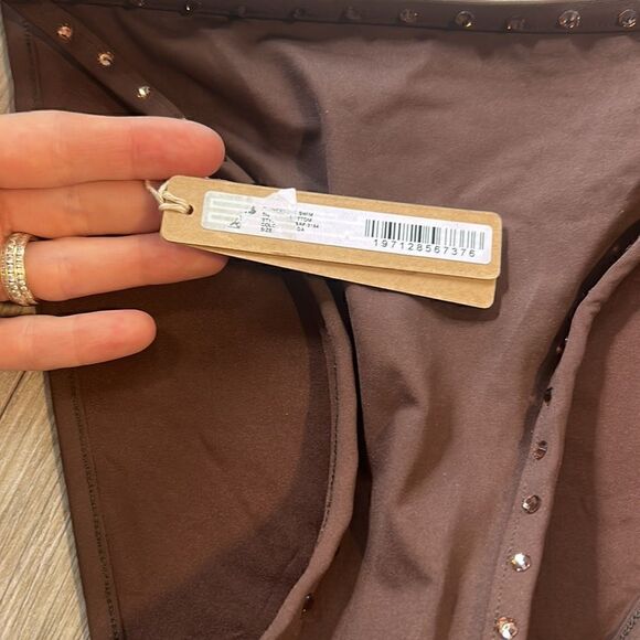 NWT SKIMS Rhinestone Swim Tie Bottoms - Cocoa - Picture 2 of 4